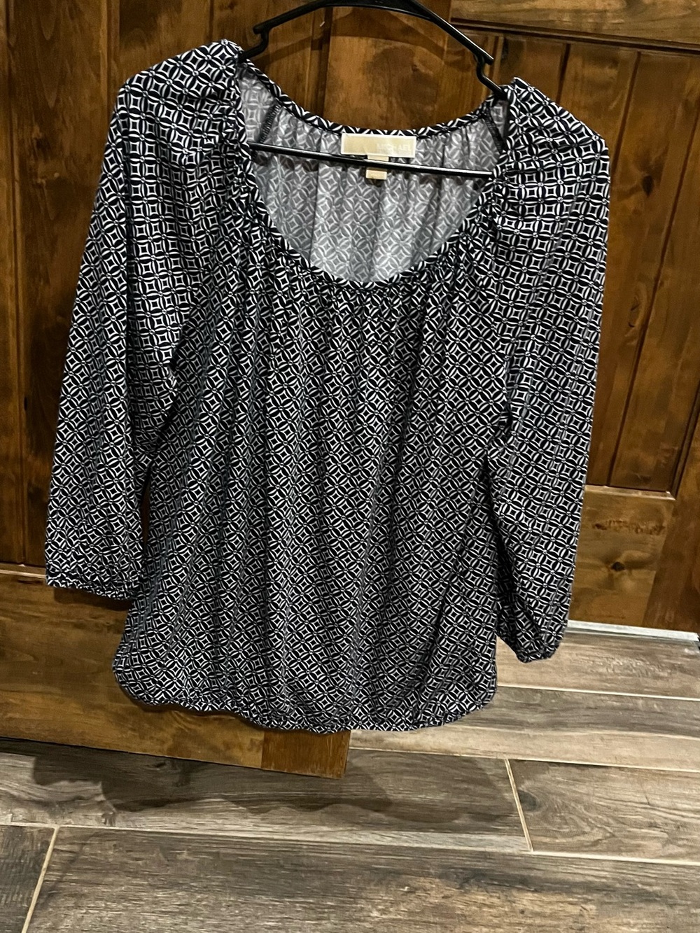 Michael Kors Black and White Geometric Scoop Neck Tunic